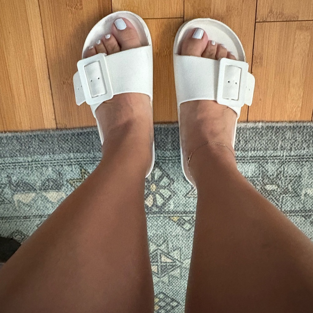 Women's White Slide Sandals